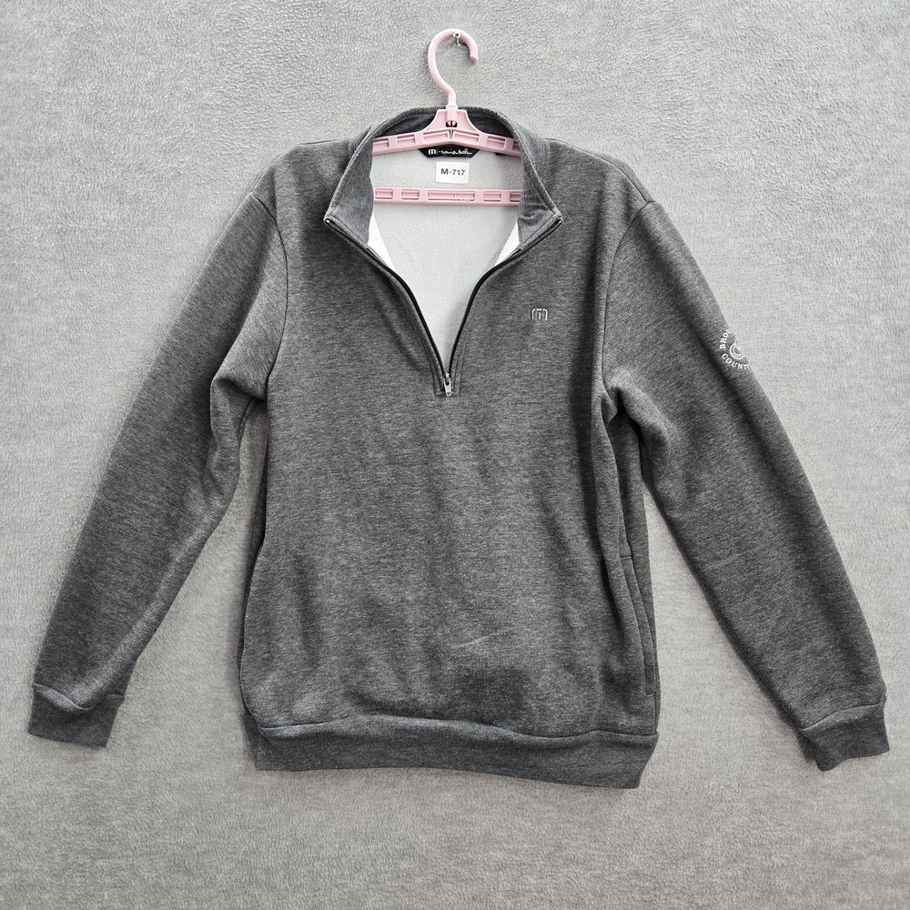 Travis Mathew Men Sweatshirt M Gray 1/2 Zip Fleece‎ Mock Neck Pullover